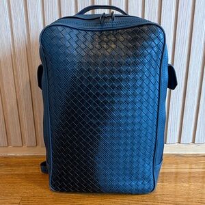Bottega Veneta Navy Intrecciato Leather Backpack